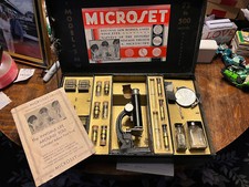 1913 Microset Science Kit Model 3 MW w/75 to 500 Power Microscope Carolyn Mfg