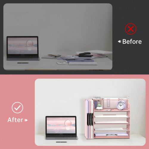 5 - Tier Desk Organizer - File Holder,3 Pen Holders,Mesh,for Office/Home Storage - Picture 6 of 53