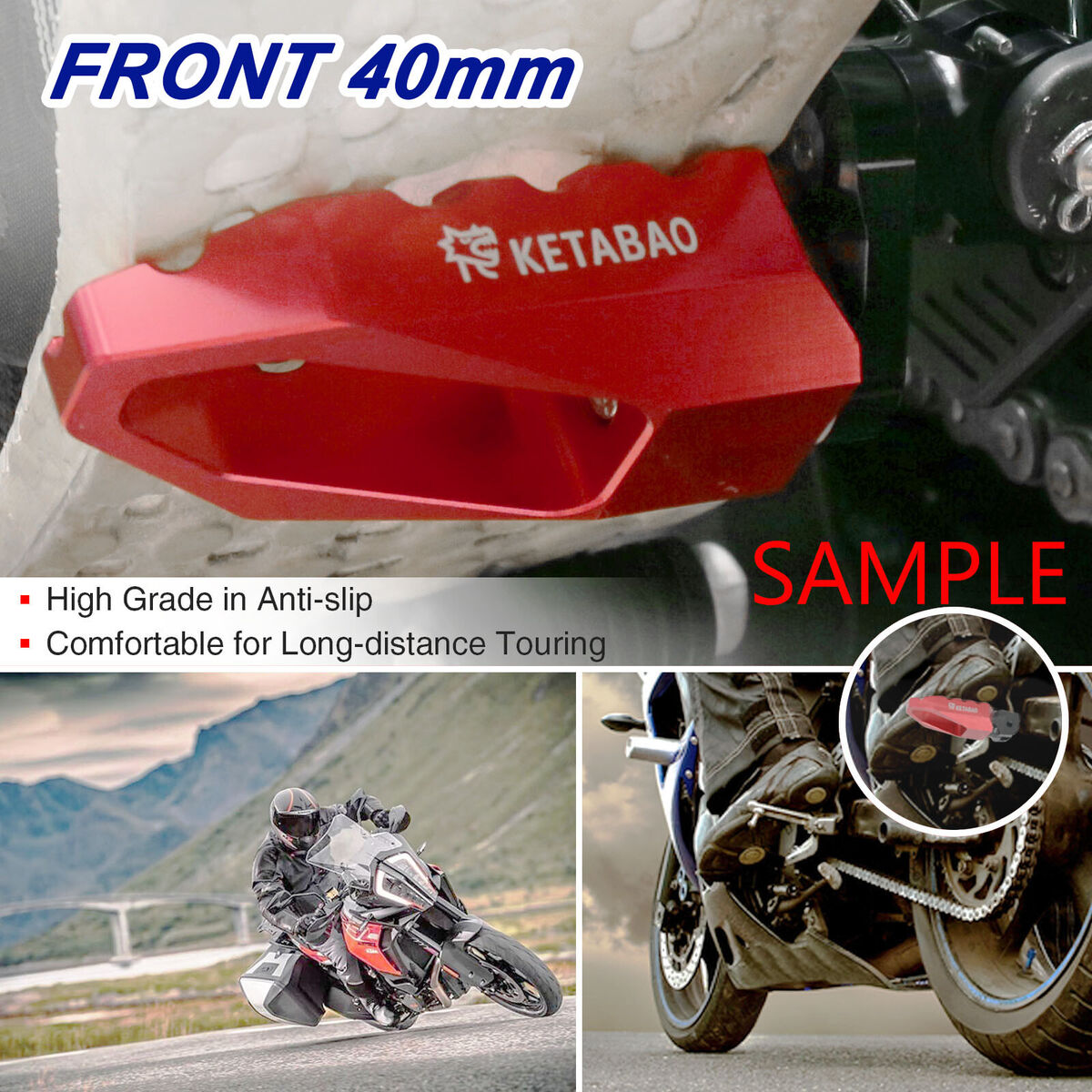 BUZZ 1.5 inch Lower Front Foot Pegs Titanium For ZX-10R BUZZ 1.5 inch Lower Front Foot Pegs Titanium For ZX-10R