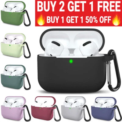 For Apple Airpods Pro Wireless Charging Silicone Full Case Cover with Keychain