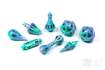 PolyHero Dice: The Wizard: 8-Dice Set: Aether Mist