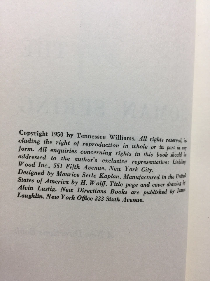 TENNESSEE WILLIAMS The Roman Spring of Mrs. Stone SIGNED FIRST EDITION - Image 4 of 4