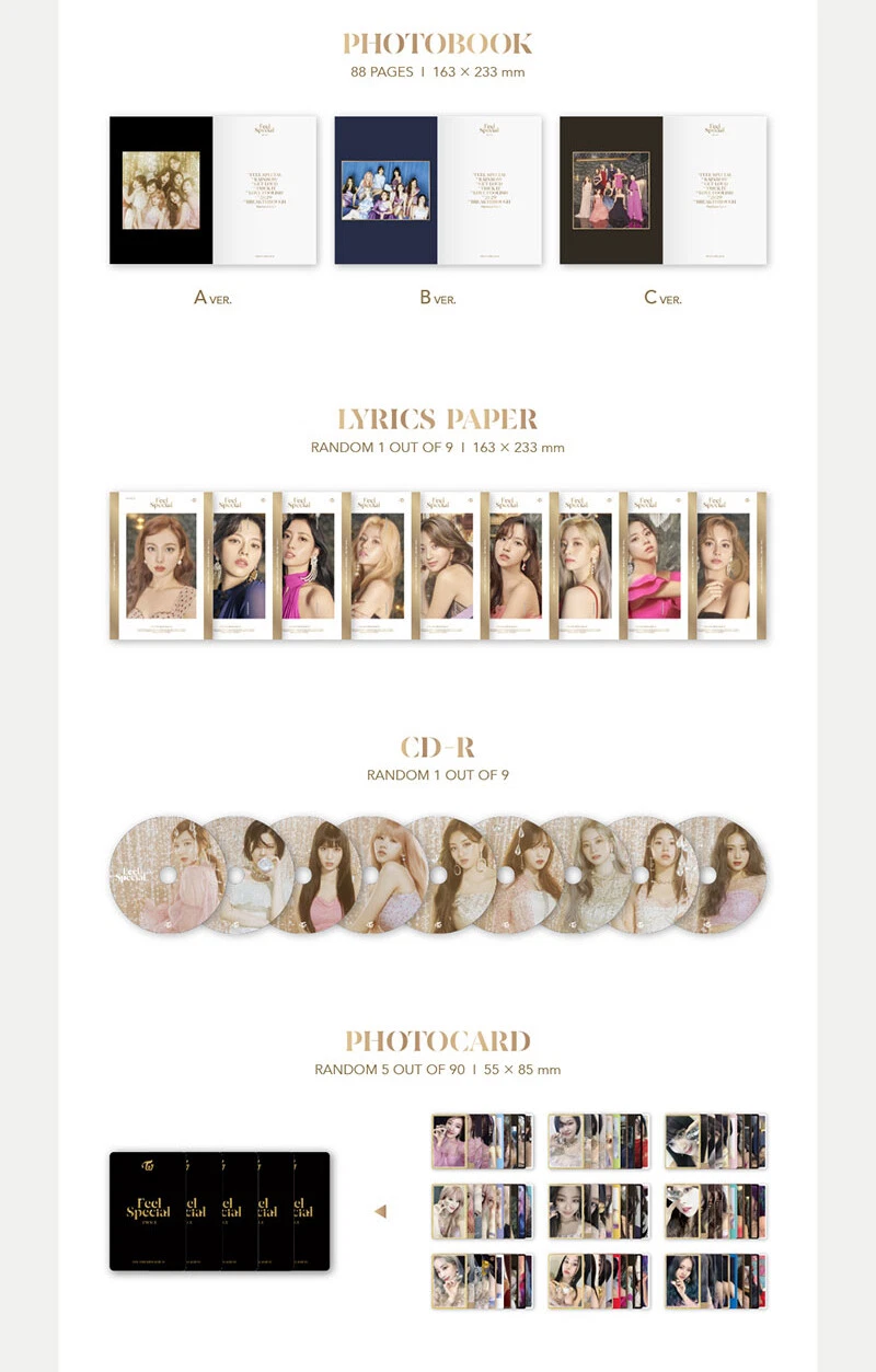 TWICE FEEL SPECIAL 8th Mini Album 3 Ver SET 3CD+3 Photo Book+18