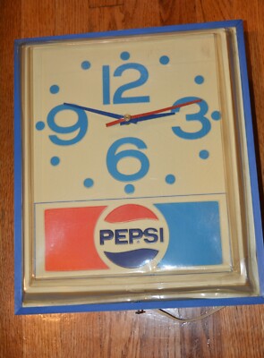 1974 PEPSI Wall Clock Light Up Works Grimm Ind.