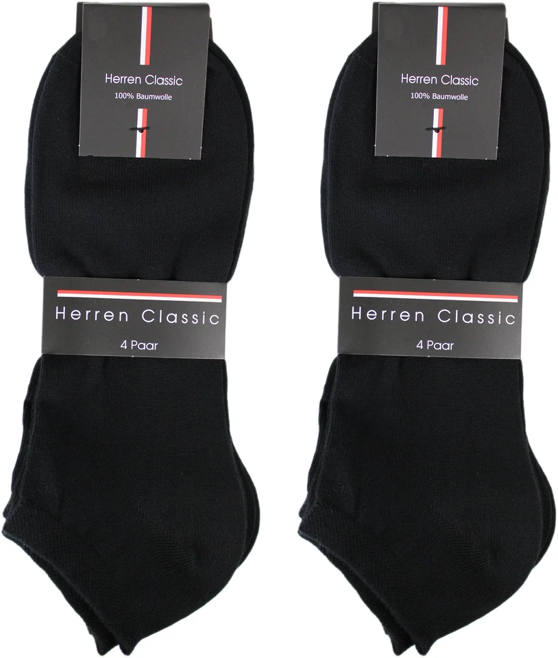 MARKENLOS 12 Paar Herren Sneaker Socken 100% BW uni schwarz ohne Naht / handgekettelt