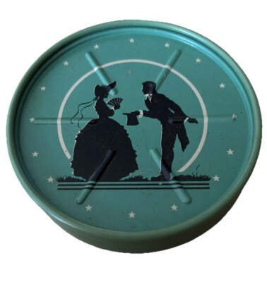 Vintage Welch s Grape Juice Coasters Turquoise With Man & Women Tin Set Of 6 