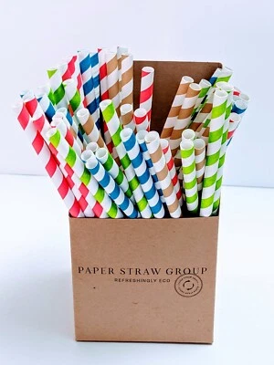 ECO+ Bulk Papier Strohhalme - 8 mm x 200 mm Handel 1000/5000/1000 umweltfreundlich - Hergestellt in Großbritannien