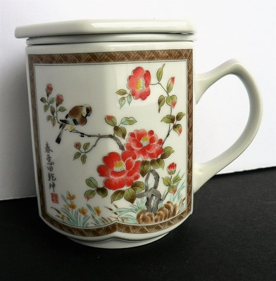 Japan JAPANESE Tea Cup Mug Strainer and Lid - Bird with