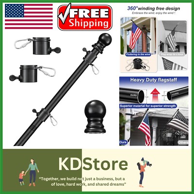 5 FT Flag Pole for Kit Tangle Free Spinning Weather Resistant Rustproof Metal Ne