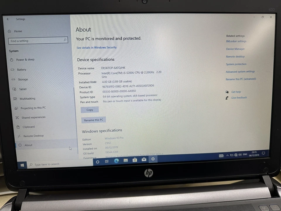 HP ProBook 430 G2 Windows 10 Pro 13.3" Laptop Intel i5-5200U 4GB RAM 256GB SSD - Image 3 of 4