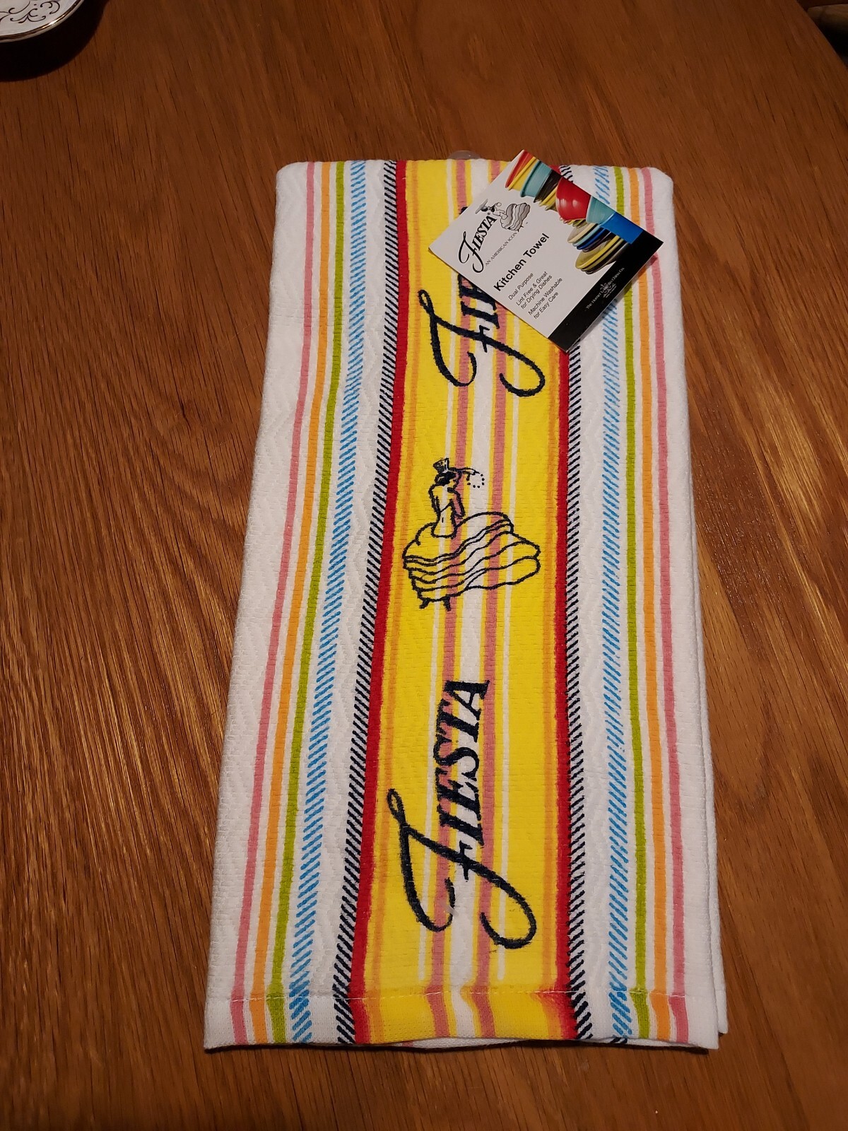 FIESTA  Dancing Lady Logo Kitchen Towel | Fiestaware Hand Dish Sunflower Stripe