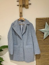 New Capsule Blue Cosy Curly Mid Length Teddy Borg Sherpa Duster Coat Jacket 18