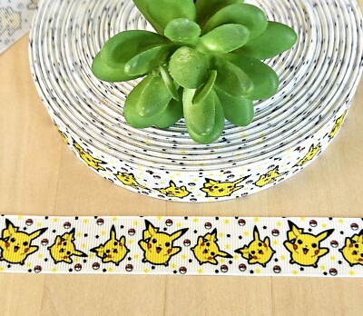 7/8'' (1 YD) Pokémon Grosgrain Ribbon Pikachu Anime Craft Ribbon 
