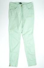 H M Mint Light Green Slim Skinny Corduroy Zip Leg Pants Women's Size 4