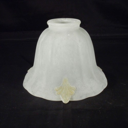 Frosted 6" glass scalloped bell shade with medallions 2" fitter - Picture 2 of 8