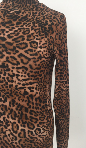 Nobody's Child Women's Top Size 10 Brown Animal Print Funnel Neck Eco New F1 - Picture 6 of 11