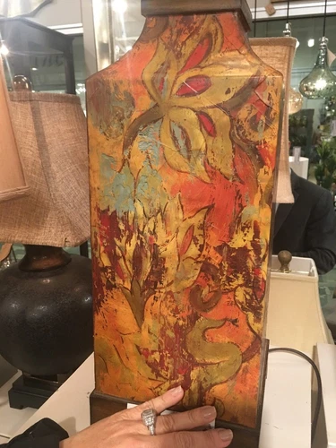 DESIGNER INSPIRED COLORFUL FLORAL PRINT TABLE LAMP  32" UTTERMOST 27678 - Picture 2 of 5