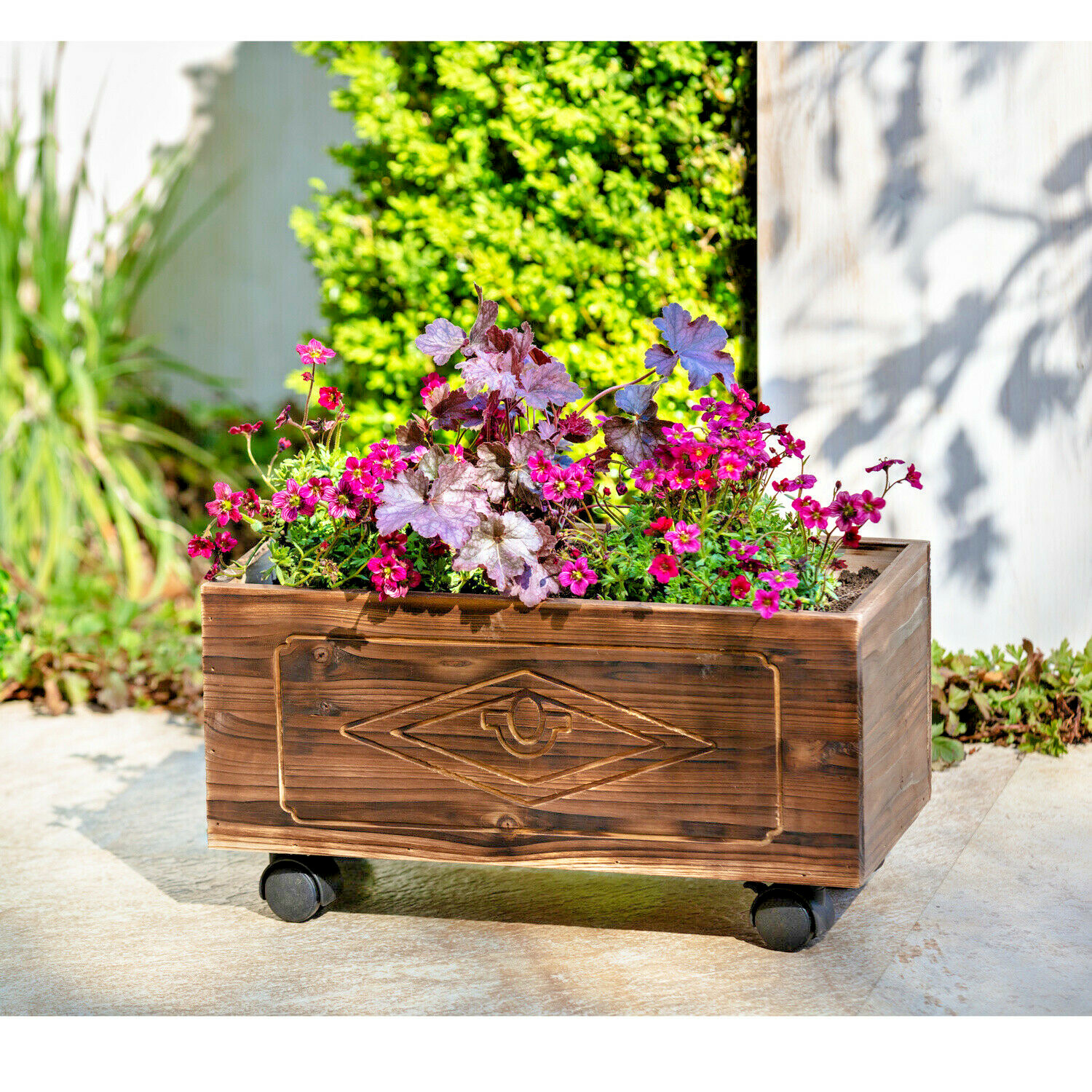 Blumenkasten Pflanzkasten auf Rollen Blumenkübel Holz