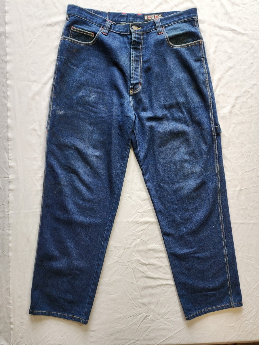【oan】Unraveled Carpenter Banding Denim Rare XEBEC Baggy Carpenter Dark Denim Jeans Japanese Mens