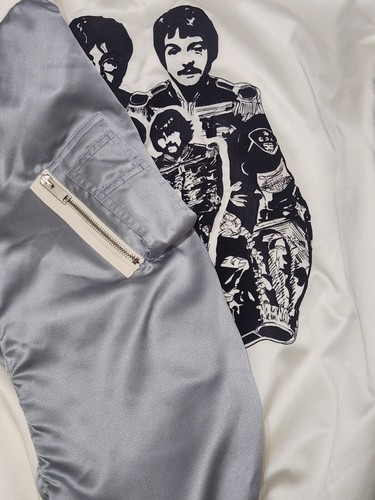 $2,780 Beatles STELLA MCCARTNEY Get Back Satin Bomber Varsity Jacket Cream Blue - Picture 10 of 20
