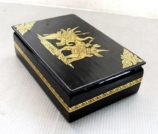 NiCe! Handmade Gold Leaf Lacquerware Box Royal War Elephant Design 6"X4"