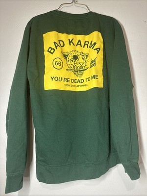 High Dive Apparel Bad Luck Dead Green Sweatshirt Hooded Unisex L Large