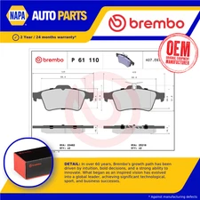 Brake Pads Set fits PEUGEOT 508 Mk1 2.2D Rear 10 to 18 4HL(DW12C) Brembo Quality