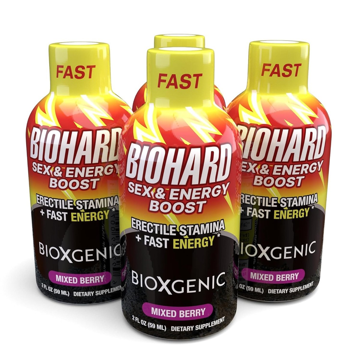 Bioxgenic BIOHARD Sex & Energy Boost, Mixed Berry, 2 fl oz, 4