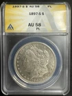 1897 S Morgan Silver Dollar ANACS AU58 PL TONED T-177
