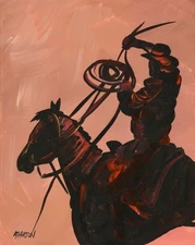 Atherton 11x14 Original Expressionism Acrylic Painting "Burnt Rider" hand signed