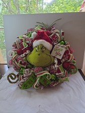 Handmade Grinch Christmas Wreath 26"