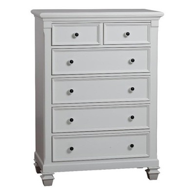 Baby Cache Glendale 6-Drawer Traditional Wood Chest in Pure White