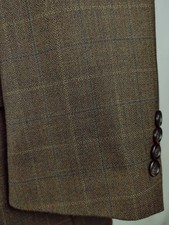 Joseph  Feiss Suit Jacket Mens 44R Brown Check Plaid Wool Blazer Sport Coat