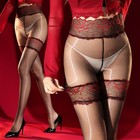 Oil Shiny Glossy Dual-Color Patchwork Seamless Hosiery Stocking Tights Pantyhose