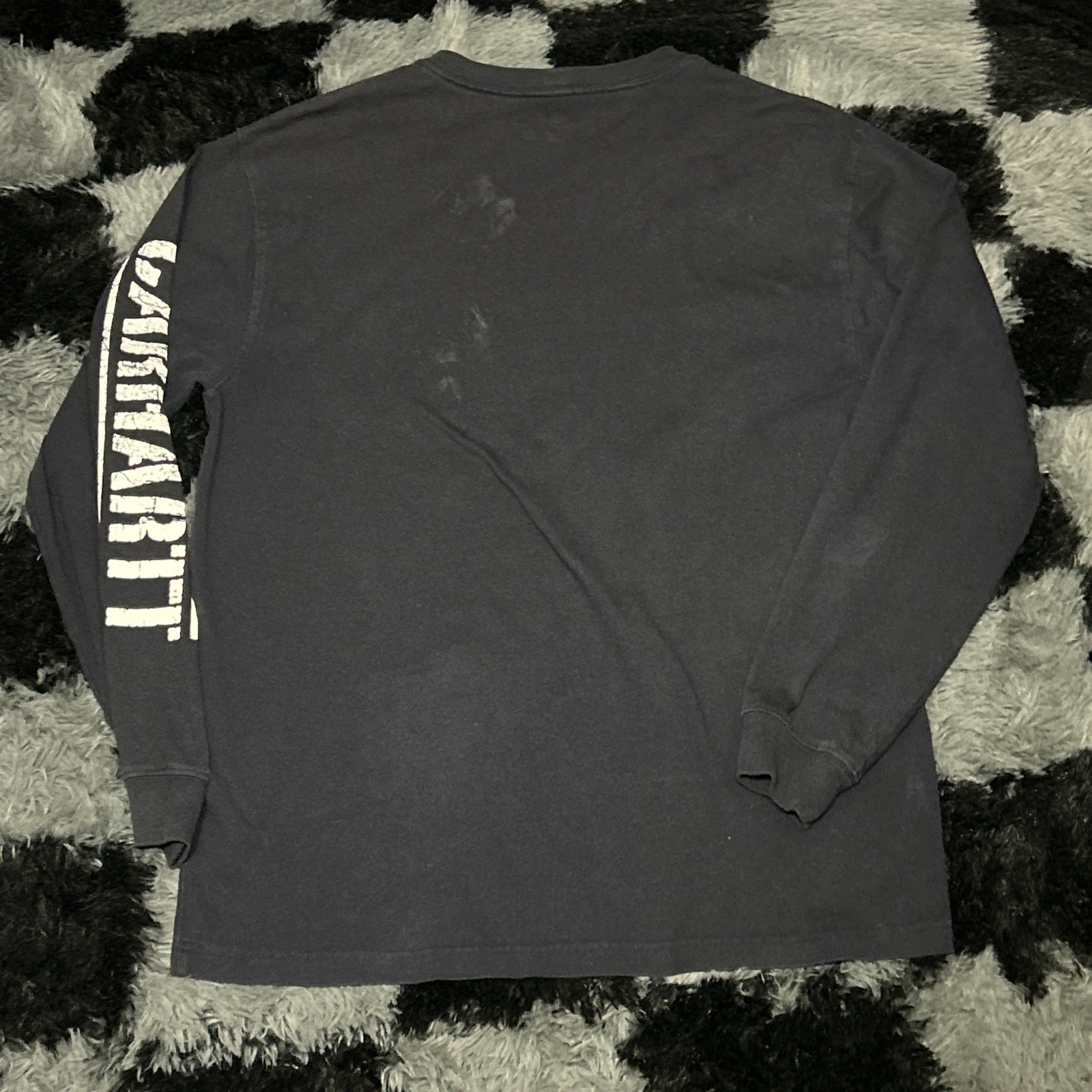 Carhartt Shirt Mens M Medium Navy Blue Long Sleeve Logo Pocket Workwear Tee thumbnail 7