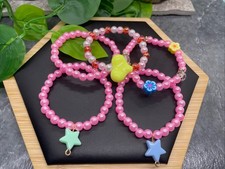 5 PC Child  s Kid Beaded Stackable 2  Diameter Plus Stretch Bracelet Set B139