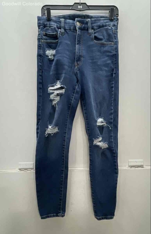 Aéropostale Womens Blue Denim Distressed High-Rise Curvy Jegging Jeans Size 10