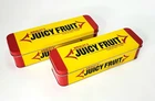 Lot of 2 Wrigley's Juicy Fruit Chewing Gum Tin Empty Container Vintage