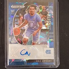 2020-21 Panini Prizm Draft Prospect Autographs Cole Anthony #PA-CA Blue Ice /75