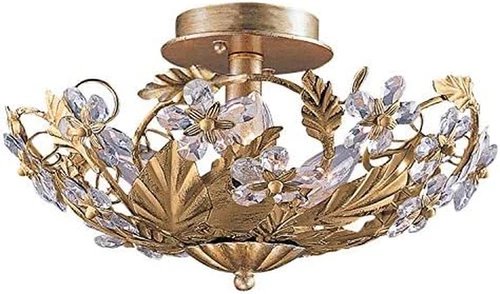 Elegant Gold Leaf Semi Flush Mount Light Fixture - Paris Market Design - Picture 9 of 9