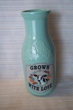 Pioneer Woman Green Ceramic Milk Bottle Decor Grown With Love - COW- VASE