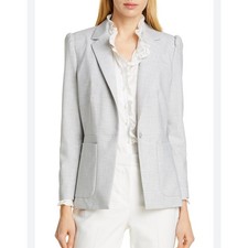 Tailored by Rebecca Taylor Clean Suiting Blazer Gray Puff Sleeve Size 4