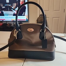 Coach F36054 Mini Cora Domed Satchel Bicolor Metalic (Bronze/Black)