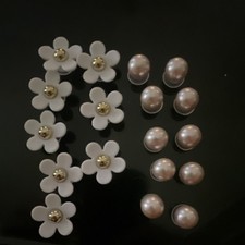 White Gold Pink Flower Pearl croc charms