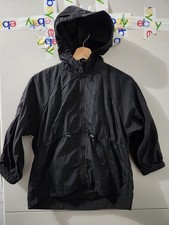 ZARA Jacket Boys 8 Black Rain Windbreaker Zip Hoodie High Neck Outdoor Packable