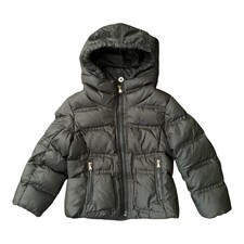 Ralph Lauren Puffer Jacket Olive Green Down Fill Snap Hooded Coat Kid Size 4/4T