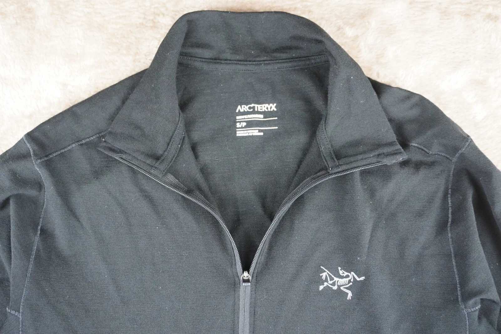 Arc'teryx Rho Merino Wool Zip Neck Mens Small Black Base Layer Thermal