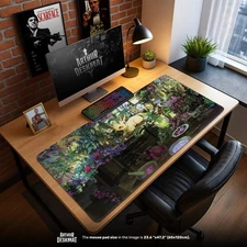 Leafeon Mouse Pad - Floral Garden Pokémon Scene with Leafeon in Greenhouse