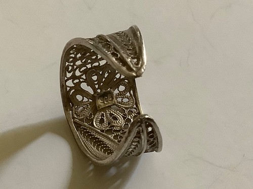 Sterling Silber filigran Kleeblatt verstellbar Ring Größe 10 - Bild 4 von 5