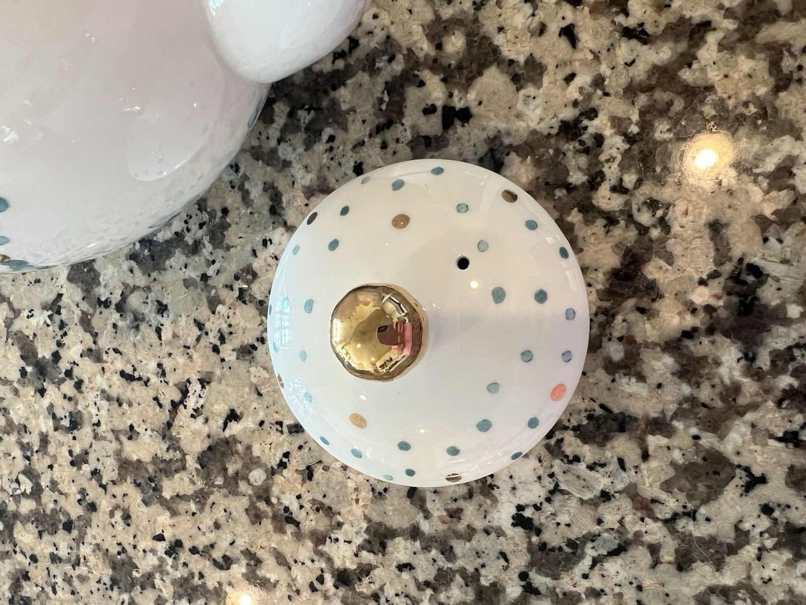 Grace's Teaware Teal & Metallic Gold Floral Print On White Teapot